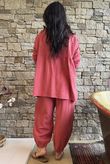 Annie Cushion Cotton Peter Pan Smock Blouse Rhubarb Rose